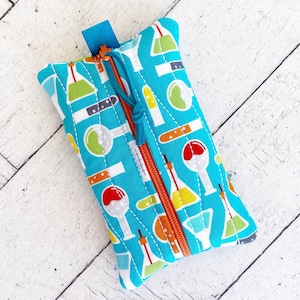 Fabric Tissue Case: Science Beaker Print Zipper Pouch