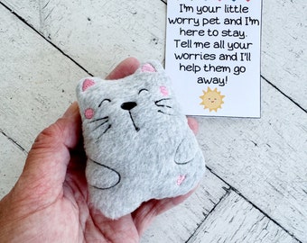 Cat Plushie for Cat Lovers, Kitty Plush Emotional Support Worry Friend Gift, Soft Comfort Toy for Anxiety Relief