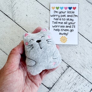 Peluche de gato para amantes de los gatos, regalo de apoyo emocional para un amigo preocupado, juguete suave y reconfortante para aliviar la ansiedad.