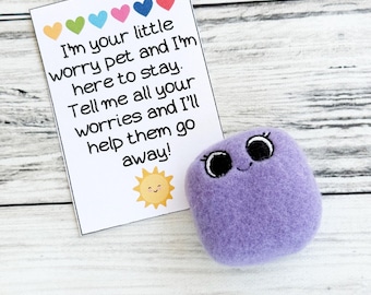 Pocket Pal Plush Fidget Toy: Purple Worry Buddy, Stress Relief Gift