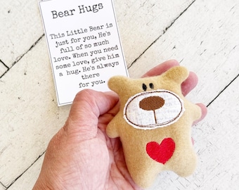 Get Well Soon Gift: Worry Bear Plush - Pocket Teddy Bear Hug
