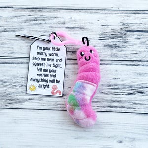Emotional Support Worry Worm Keychain: Fleece Plush Stress Relief Toy