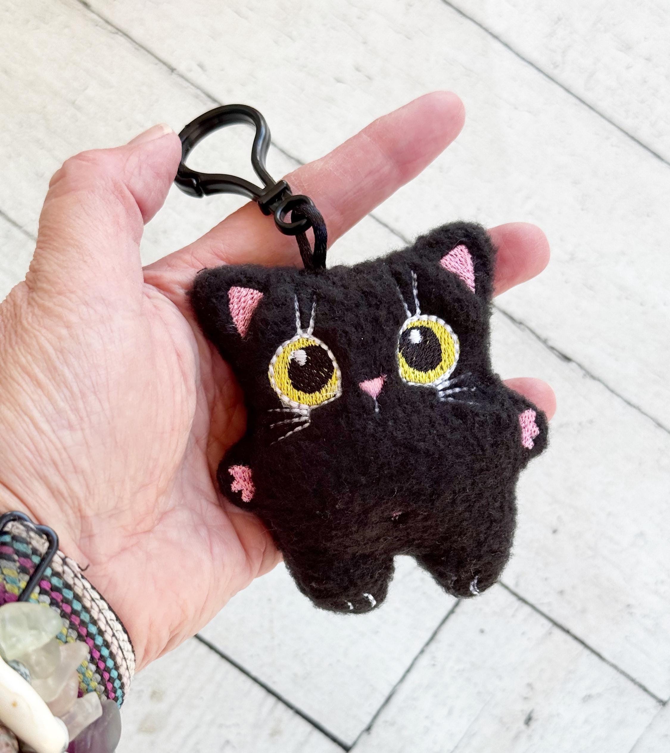 ぬいぐるみの黒猫バッグチャーム、ぬいぐるみキーホルダー、猫好きへの