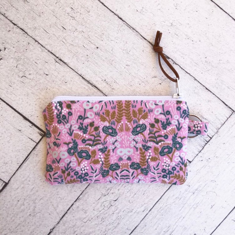 Floral Coin Purse Pink Tapestry Card Coin Wallet