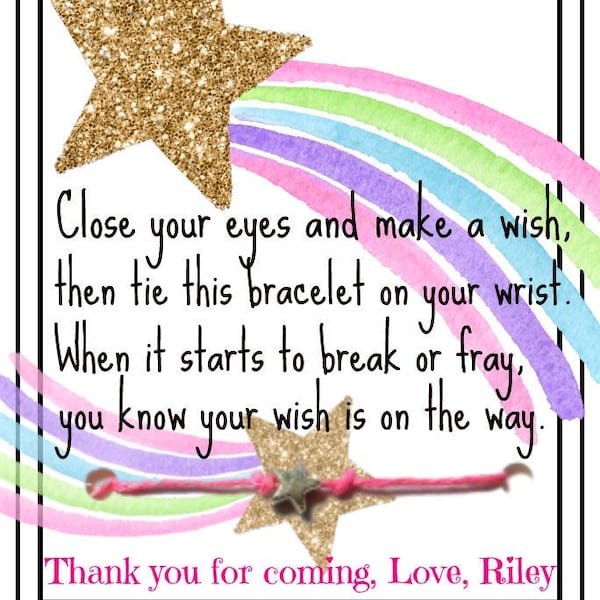 Wish Upon A Star Favors, Winter Party, Birthday Favors, Unicorn Rainbow, Star theme, Personalized Custom Thank You Gift, Goodie Bag Filler,