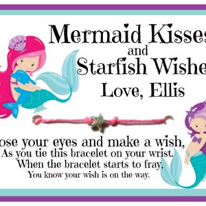 Mermaid Party Favors, Wish Bracelets, Personalized Favors, Birthday Party Thank You Gift, Mermaid Theme Party, Mermaid Hair Tie Favors