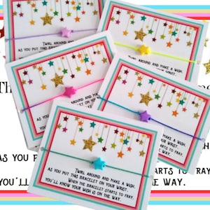 Rainbow Star Kid Party Favors, Adjustable Wish Bracelets, Multicolor Cute Thank You Gift, Goodie Bag Favor