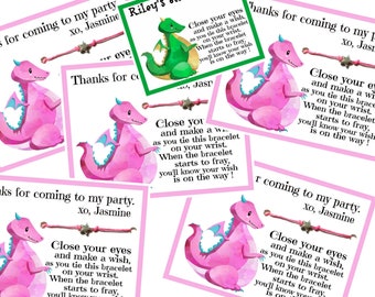 Dragon dinosaur Party Favors for Boys and Girls, Wish Bracelets, Custom Personalized Birthday Party Thank You Gift, Dinosaur Theme Kid Party