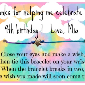 Cloud Nine Birthday Party Favors, Personalized Ninth Birthday, Cloud Nine Theme Wish Bracelet Favors
