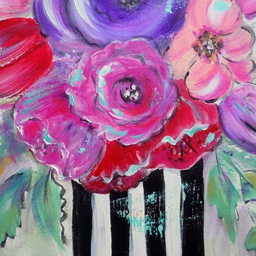 Floral still life bright colorful flower painting unique gift abstract buy floral bouquet whimsical flowers original painting FREE shipping