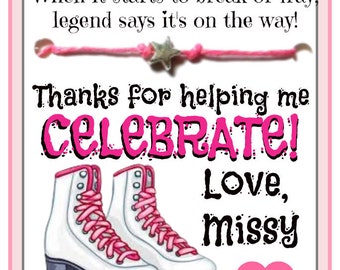 Roller Skate Theme Party Favor, Personalized Wish Bracelet Birthday Favors, Skate Party