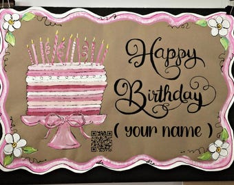 Custom Birthday Banner, Whimsical Hand Painted Paper Banner, Personalized any Theme or Size