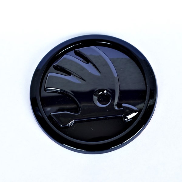 Emblem Skoda 90 mm, Badge, Logo schwarz glänzend für die Motorhaube, Maske für Skoda Superb Superb