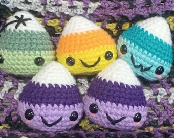 Candy Corn Plushie, Crochet, Halloween Decor
