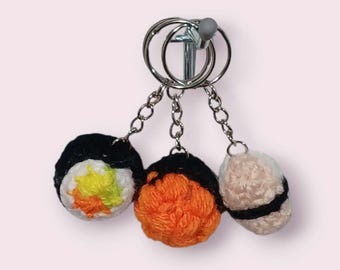Sushi Roll Keychain: Crochet Nigiri, California, Roe