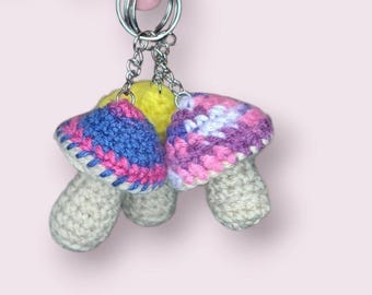 Mushroom keychain fidget toy, crochet, amigurumi, plushie