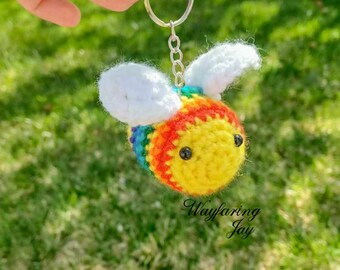 Bee Keychain, Pride, LGBTQ, toy, plushie, amigurumi