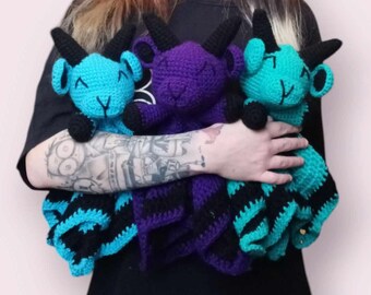 Crochet Baphomet Plush Lovey, Handmade Baby Blanket