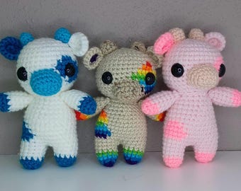 Cow Crochet Plushie, Amigurumi, toy, gift