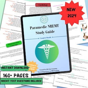 Study Guide to pass the NREMT-P, Paramedic Notes, E-book, Digital Notes NREMT Paramedic, NREMT Paramedic Study Guide, Practice Questions