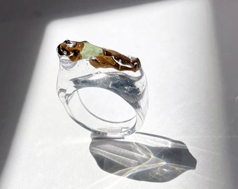 Resin ring for women.Original design ring.Handmade ring. Miniature ring. Resin jewelry. Handmade jewelry. Gift for her.