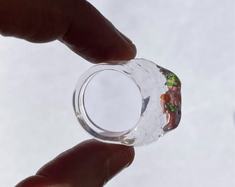 Resin ring for women.Original design ring.Handmade ring. Miniature ring. Resin jewelry. Handmade jewelry. Gift for her.