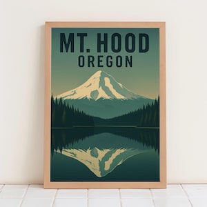 Mt Hood Print | Pacific Northwest Landscape | Minimalist Nature Wall Decor | PNW Wall Decor | Gift for Adventurers | Oregon Wall Art