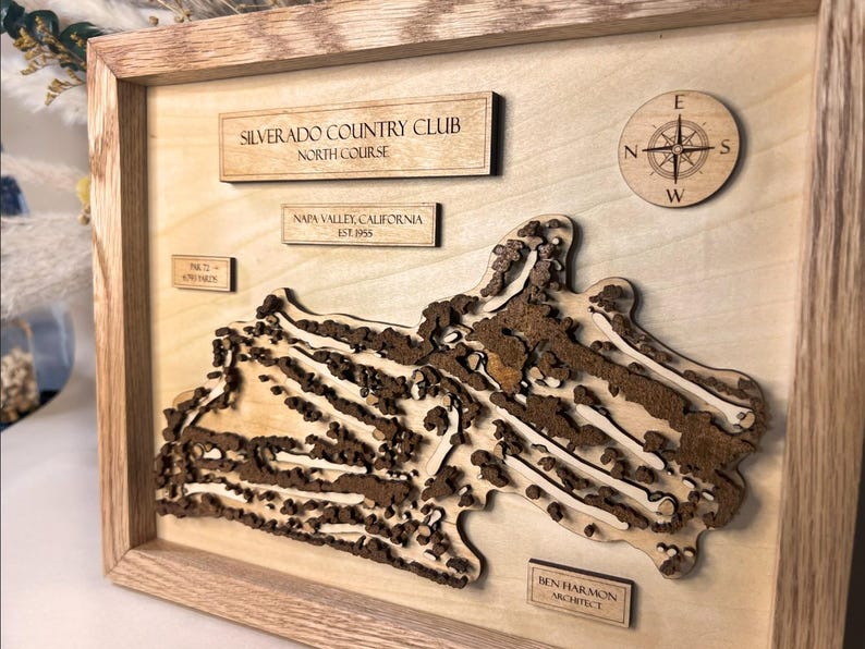 Silverado Golf Course Map: 3D Wooden Wall Art, Napa Valley Gift - Etsy