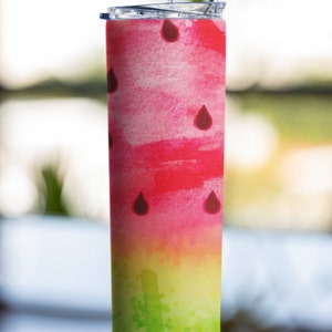 Watermelon Tumbler Digital Design, Summer Tumbler, Tumbler Sublimation, Cute Tumbler Design, Watermelon Tumbler Wrap, Skinny 20oz, PNG