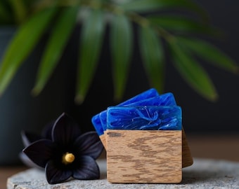 Resin Ocean Art Coasters, Marble Look, Wood and Epoxy