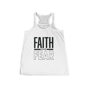 Women&#39;s Faith Over Fear Racerback Tank Dark Print, Christian Apparel for Her, Religious Gift, Mother&#39;s Day Gift, Christian Gift for Her