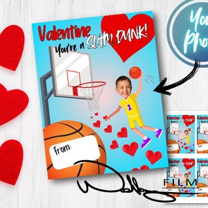 Foto de baloncesto para San Valentín, San Valentín de baloncesto, Foto personalizada de San Valentín, San Valentín deportivo, San Valentín de baloncesto imprimible, Tarjeta digital