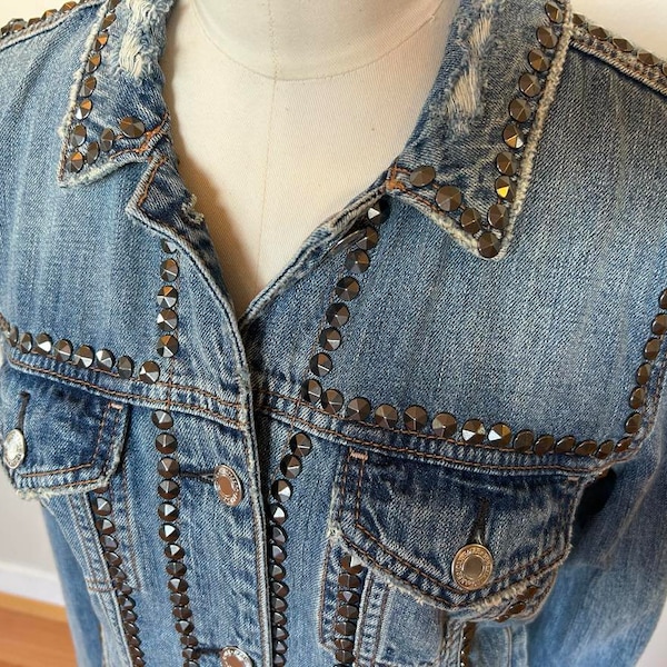 Studded Long Sleeve Denim Jacket