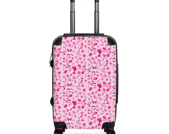 Barbie Patterned Suitcase | Personalised Upload A Photo Suitcase | Cabin Suitcase | Custom Suitcase |Travel | Personalized Luggage