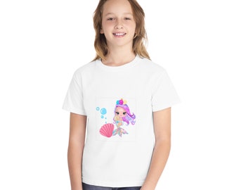 Mermaid Patterned Girl's T-shirt  / Youth Midweight Tee / Personalized T-shirt