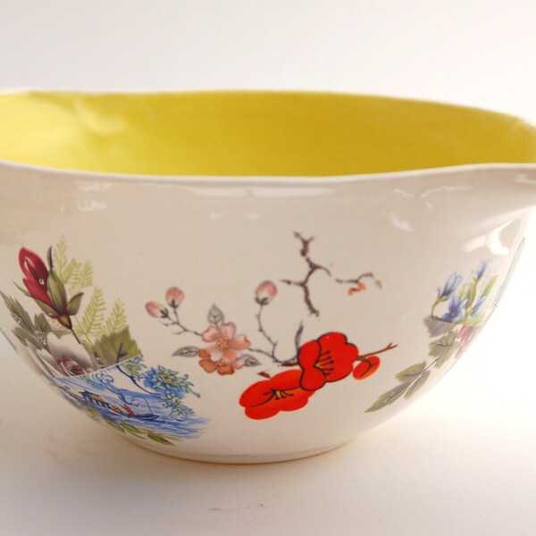 Ceramic Bowl with flower Decals