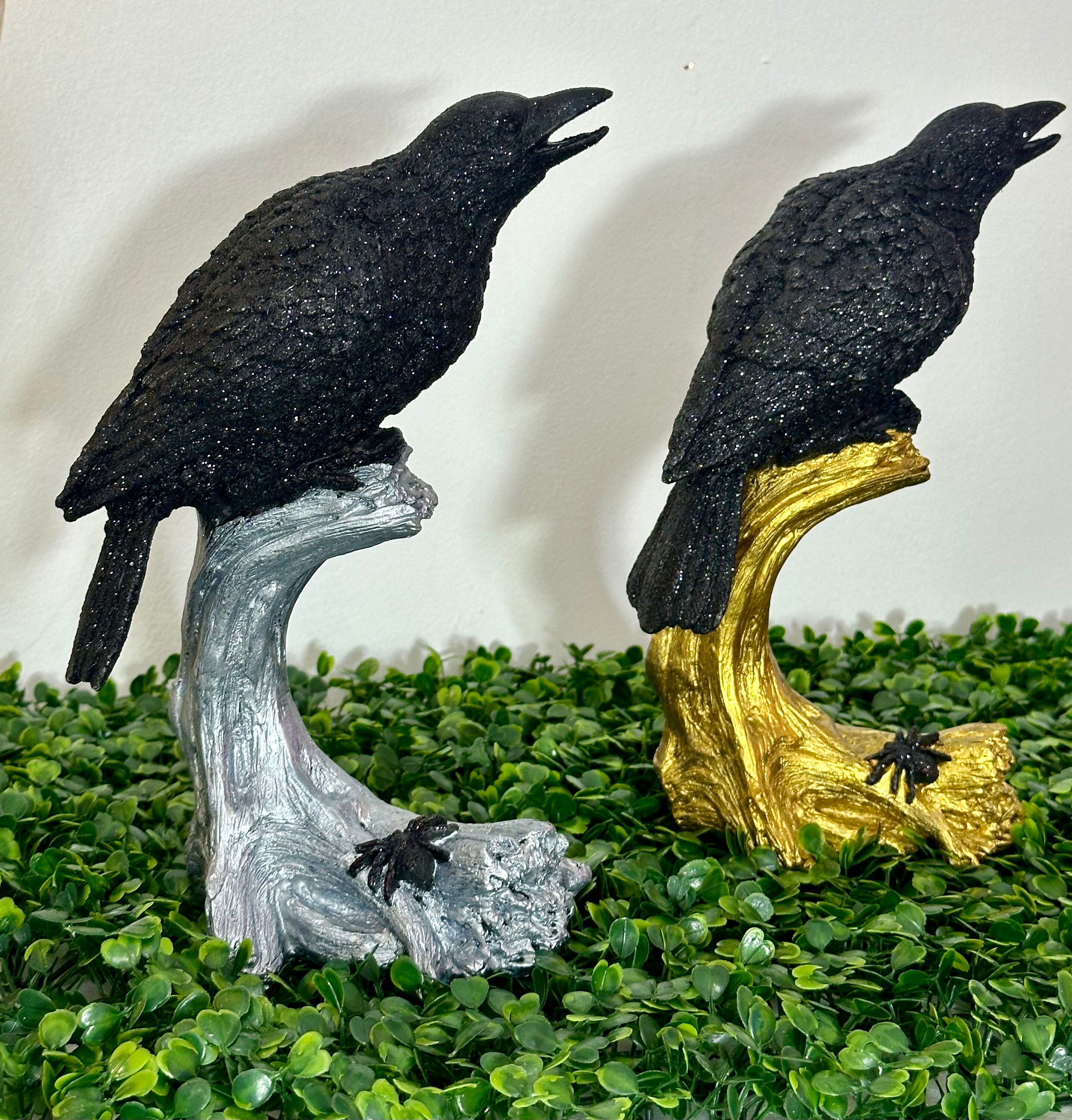 Handmade Raven With Metallic Logs Great Halloween Decorations - Etsy