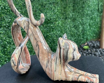 custom acrylic pour “Kitty”  epoxy sculpture, resin coated, pour art and resin personalized gift.