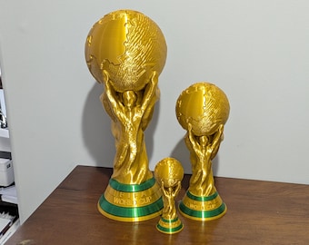 Réplica del trofeo de la Copa del Mundo – Trofeo de fútbol dorado de tamaño real (38 cm, 25 cm, 13 cm) - Impresión 3D