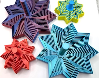 Expanding Fidget Star | Custom 2-Color Sensory Anxiety Relief Toy | Clicking Desk Decor Gift for ADHD Kids & Adults