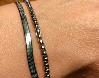 bracelet, bracelet à breloques, bracelet bracelet, cadeau pour lui, cadeau d'anniversaire, bracelet fait main, acier inoxydable, bracelet argenté