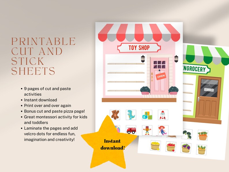 Montessori Cut and Glue Printable Worksheets Pizza Creation Cut and ...