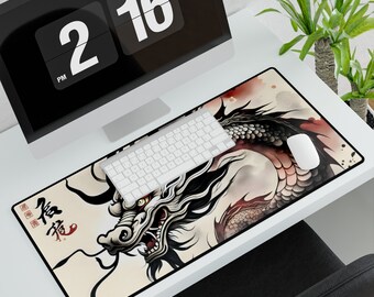 Chinese Dragon Mouse Mat - Large Size 31.5" x 15.5" Gift for Gamer, Office Decor