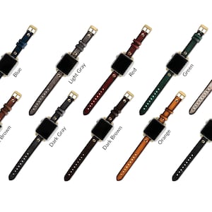 Vintage Leather Apple Watch Band 38mm 40-41-42-44-45mm, Personalized Slim Watchband,Custom Apple Watch Strap, Anniversary Gift, Gift for Her