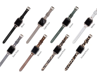 Custom Leather Slim Apple Watchband For Women, Personalized Gift, Apple Watch Strap i-watch Band 38mm,41mm,42mm,45mm,44mm, Valentines Gift