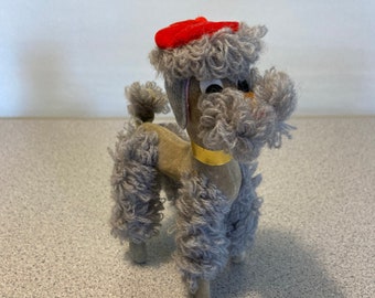 Vintage Dakin Dream Pet French Poodle Plush | Japan Made | Red Beret | 1960s–70s Toy