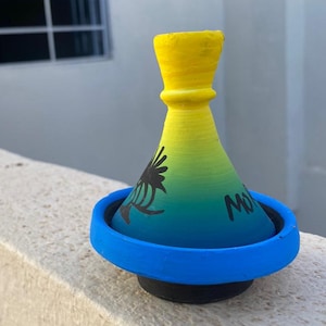 Handmade Small Moroccan Tagine | Colorful Ceramic Decor | Morocco Souvenir | Unique Pottery Art Piece | Boho Home Gift