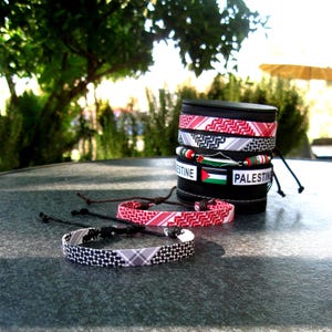 Handmade Palestine Bracelet Set – Map, Flag Colors & Keffiyeh – Solidarity Jewelry Gift