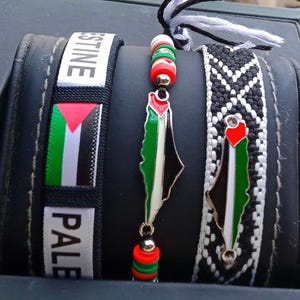 Ensemble de bracelets aux couleurs de la carte et du drapeau de la Palestine – Bijoux faits main de la fierté nationale
