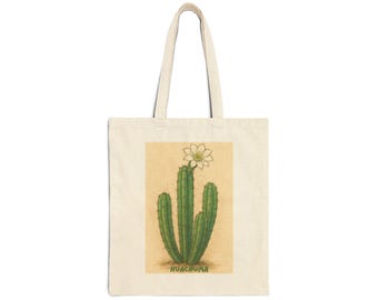 Sac fourre-tout en toile de coton Cactus Sketch, Ambiance désertique, respectueux de l'environnement